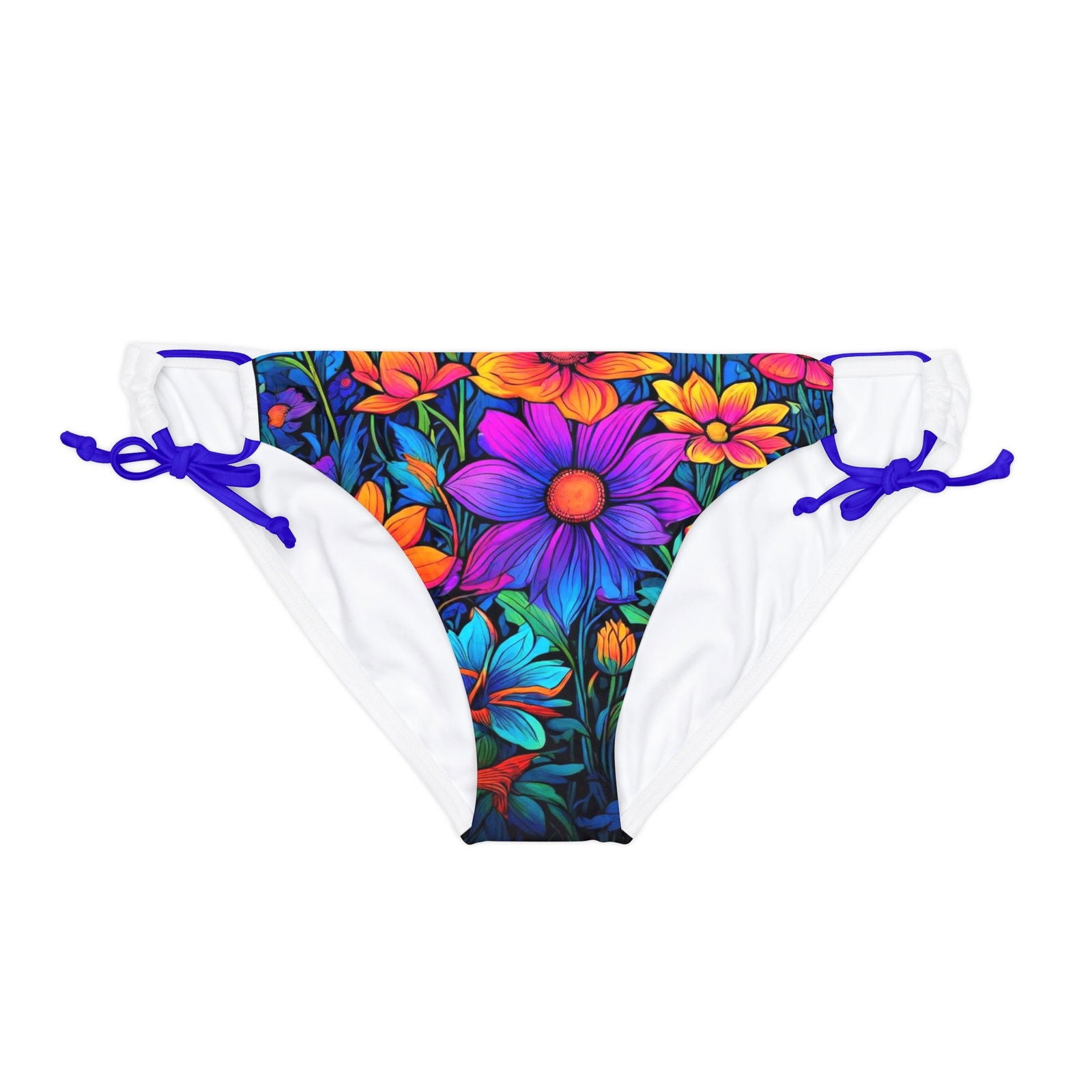 Psychedelic flower power child Loop Tie Side Bikini Bottom (AOP) - S-Mart Shop Smart Treasures
