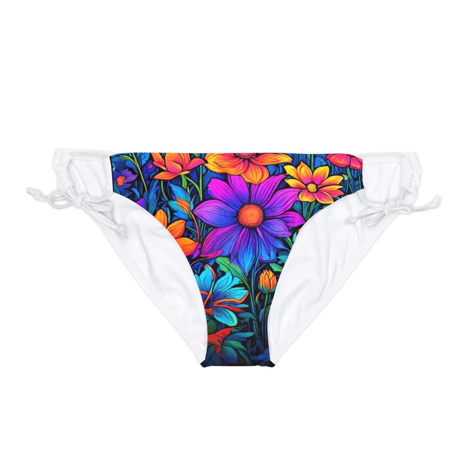 Psychedelic flower power child Loop Tie Side Bikini Bottom (AOP) - S-Mart Shop Smart Treasures