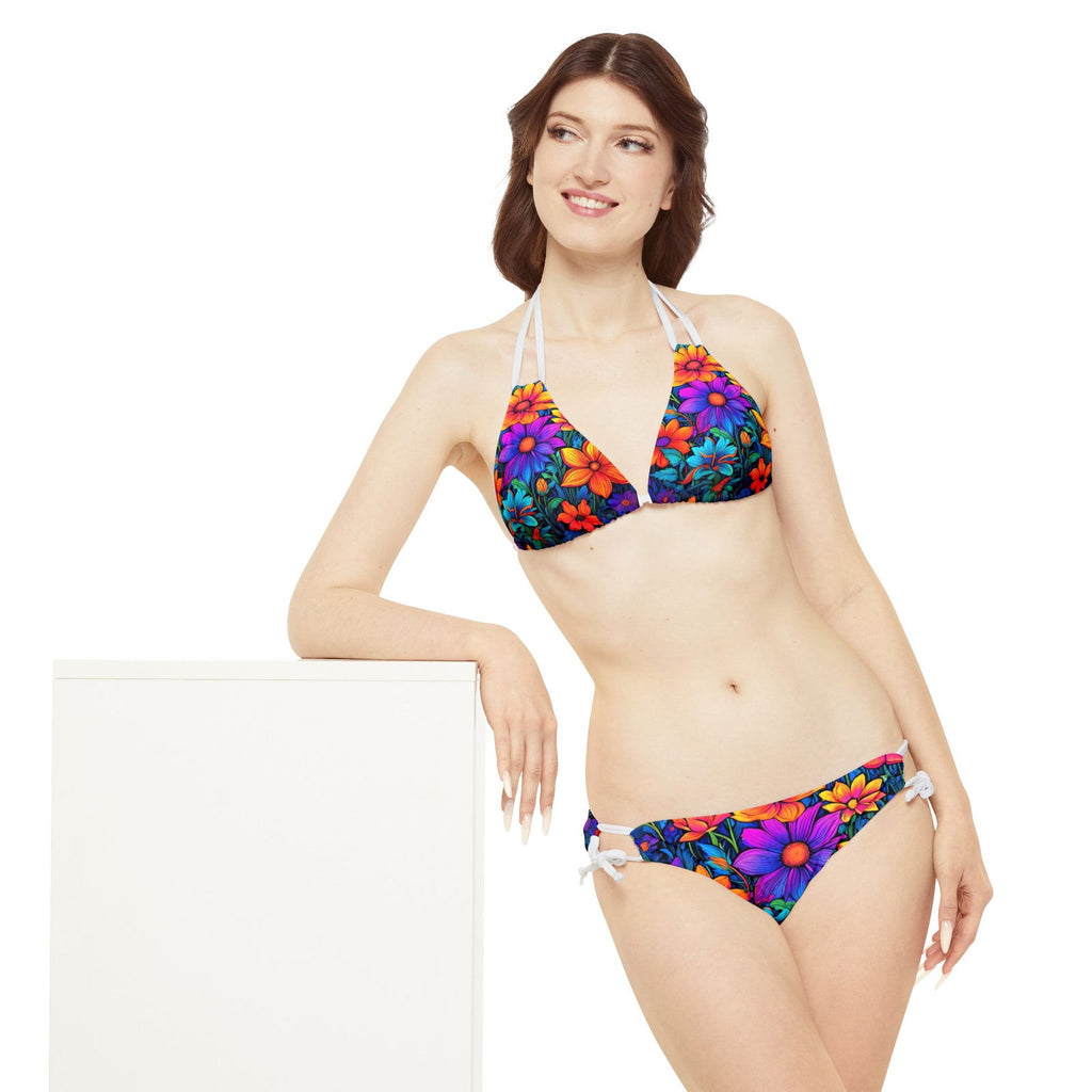 Psychodelia Flower Power  Strappy Bikini Set (AOP) - S-Mart Shop Smart Treasures
