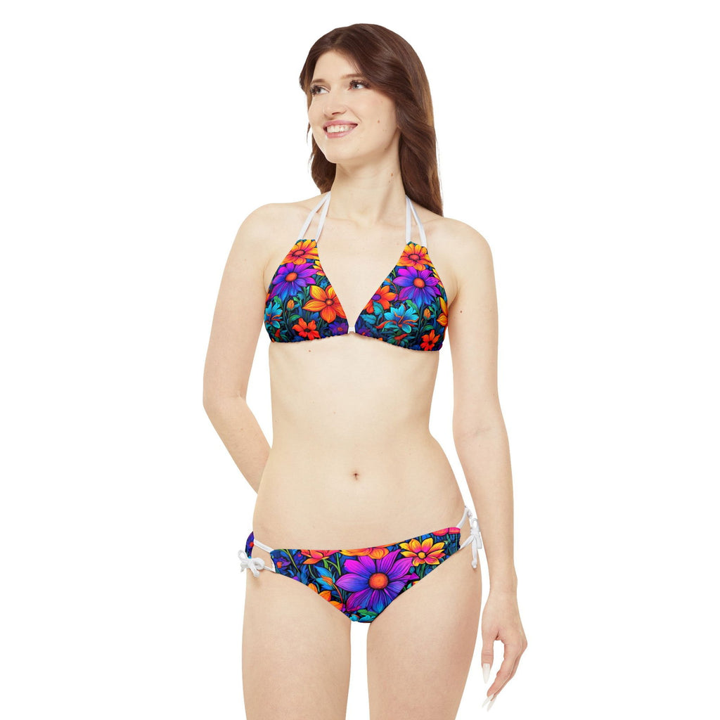Psychodelia Flower Power  Strappy Bikini Set (AOP) - S-Mart Shop Smart Treasures