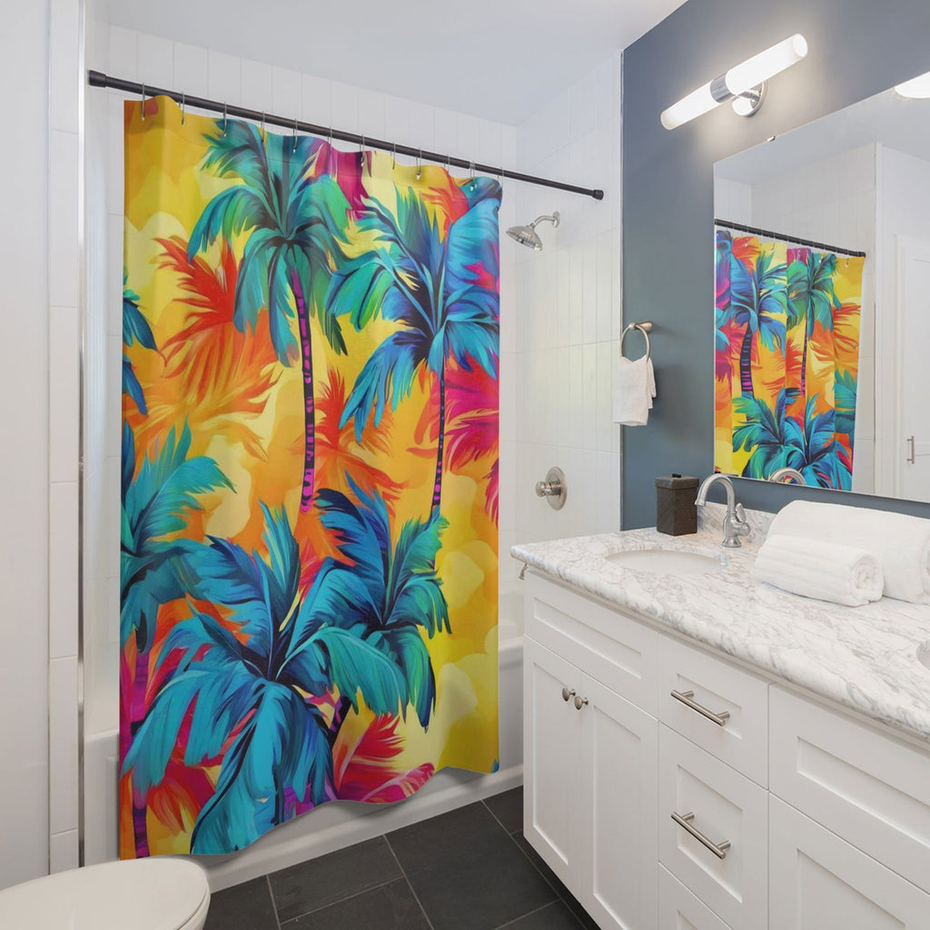 Rainbow Palm Shower Curtains - S-Mart Shop Smart Treasures