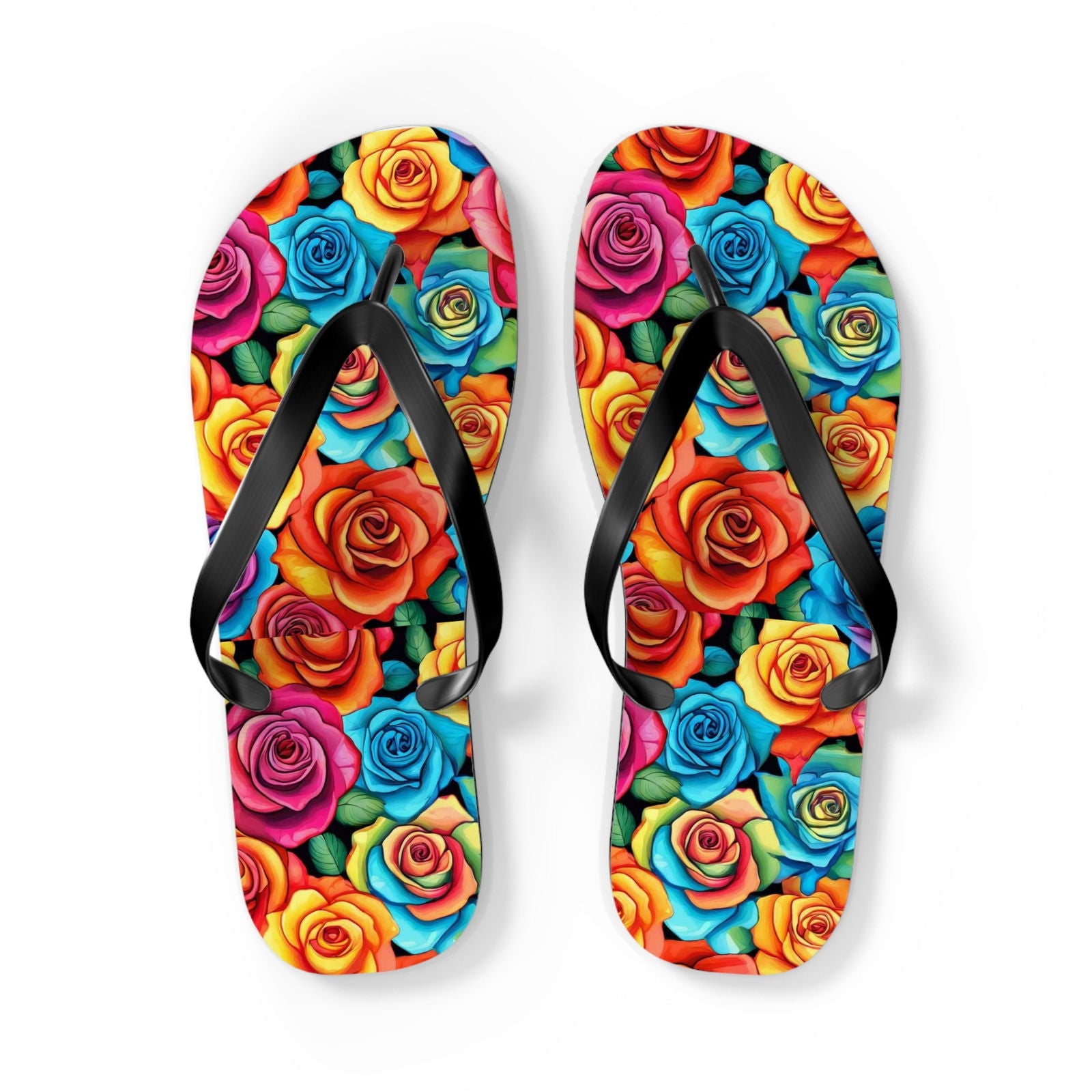 Rainbow Roses Flip Flops - S-Mart Shop Smart Treasures