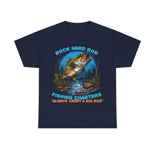 Rock Hard Rod Fishing Charters Unisex Heavy Cotton Tee - S-Mart Shop Smart Treasures