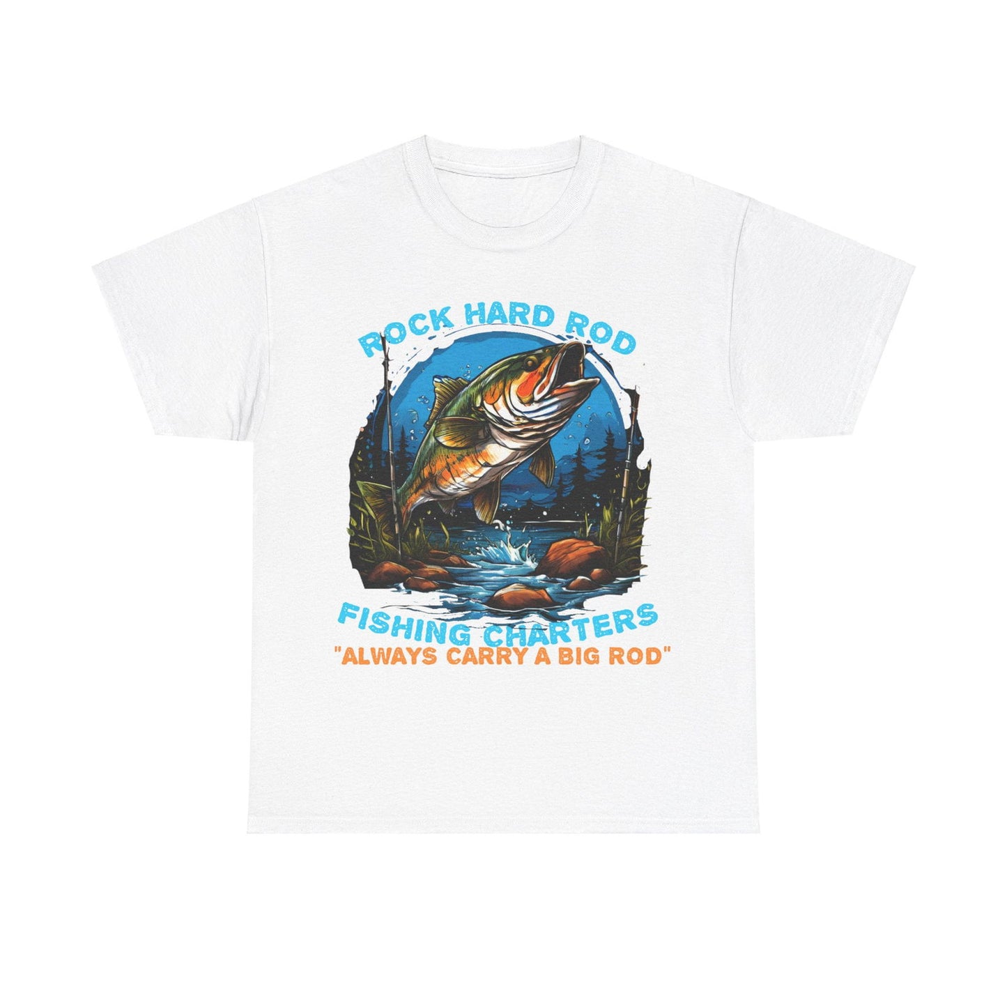 Rock Hard Rod Fishing Charters Unisex Heavy Cotton Tee - S-Mart Shop Smart Treasures