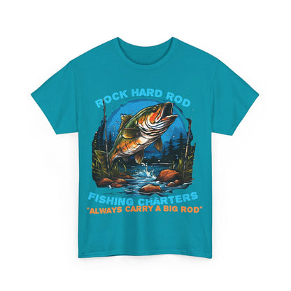Rock Hard Rod Fishing Charters Unisex Heavy Cotton Tee - S-Mart Shop Smart Treasures