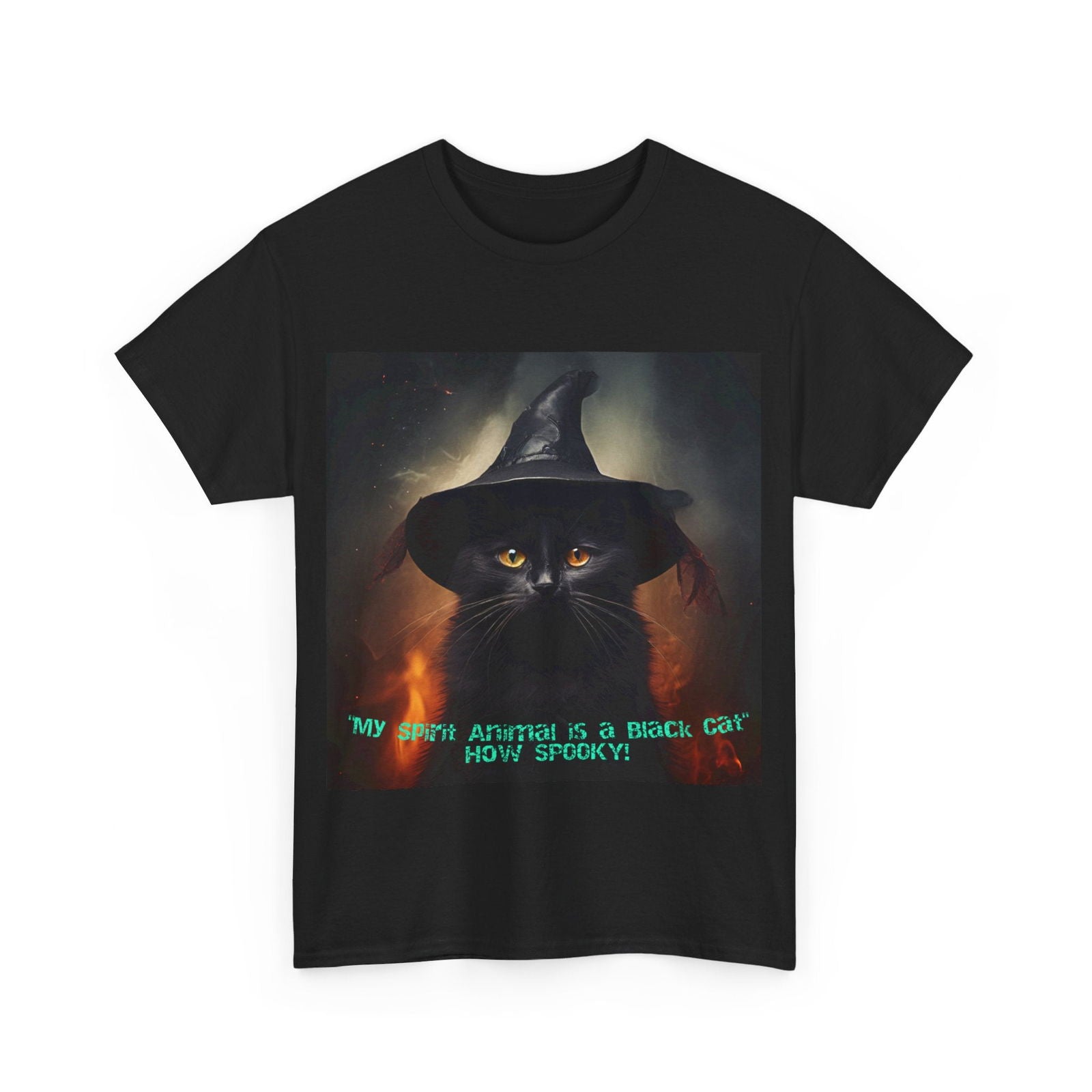 Spirit Black Cat Unisex Heavy Cotton Tee - S-Mart Shop Smart Treasures