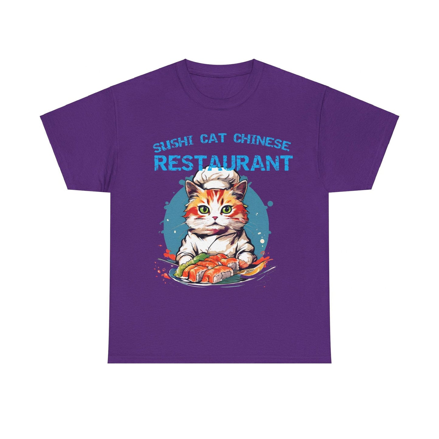 Sushi Cat Chinese Unisex Heavy Cotton Tee - S-Mart Shop Smart Treasures