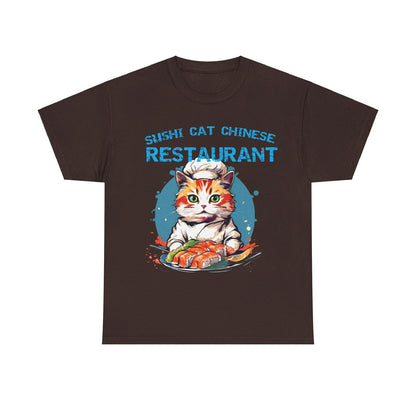 Sushi Cat Chinese Unisex Heavy Cotton Tee - S-Mart Shop Smart Treasures