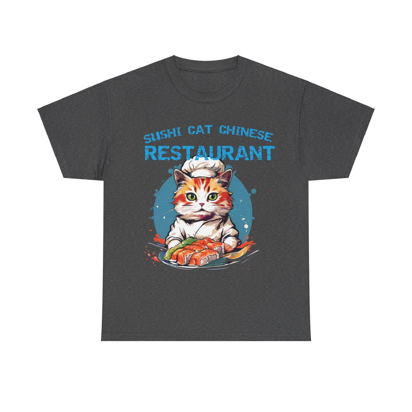 Sushi Cat Chinese Unisex Heavy Cotton Tee - S-Mart Shop Smart Treasures
