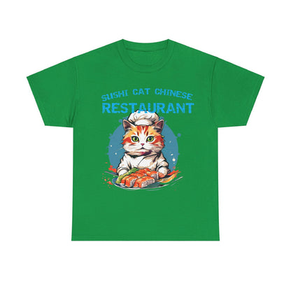 Sushi Cat Chinese Unisex Heavy Cotton Tee - S-Mart Shop Smart Treasures