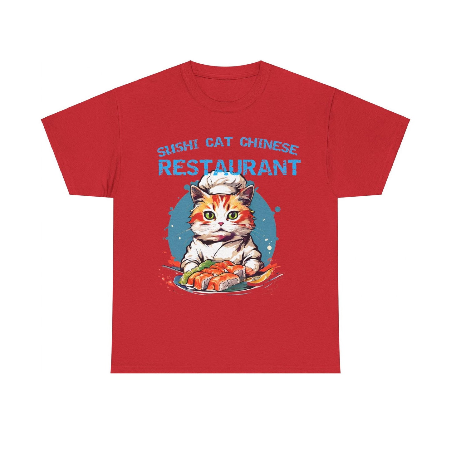 Sushi Cat Chinese Unisex Heavy Cotton Tee - S-Mart Shop Smart Treasures