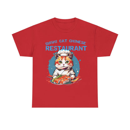 Sushi Cat Chinese Unisex Heavy Cotton Tee - S-Mart Shop Smart Treasures