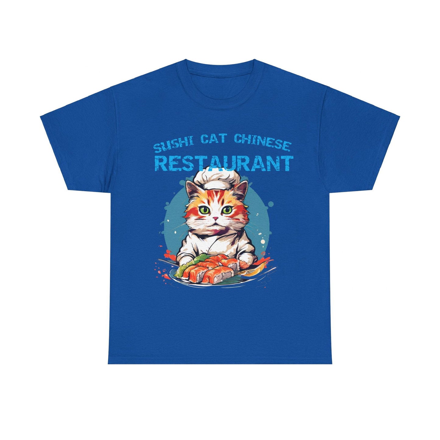 Sushi Cat Chinese Unisex Heavy Cotton Tee - S-Mart Shop Smart Treasures