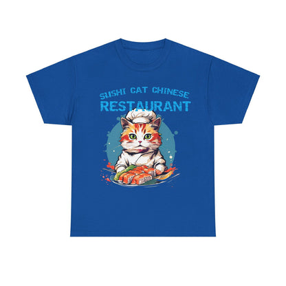 Sushi Cat Chinese Unisex Heavy Cotton Tee - S-Mart Shop Smart Treasures