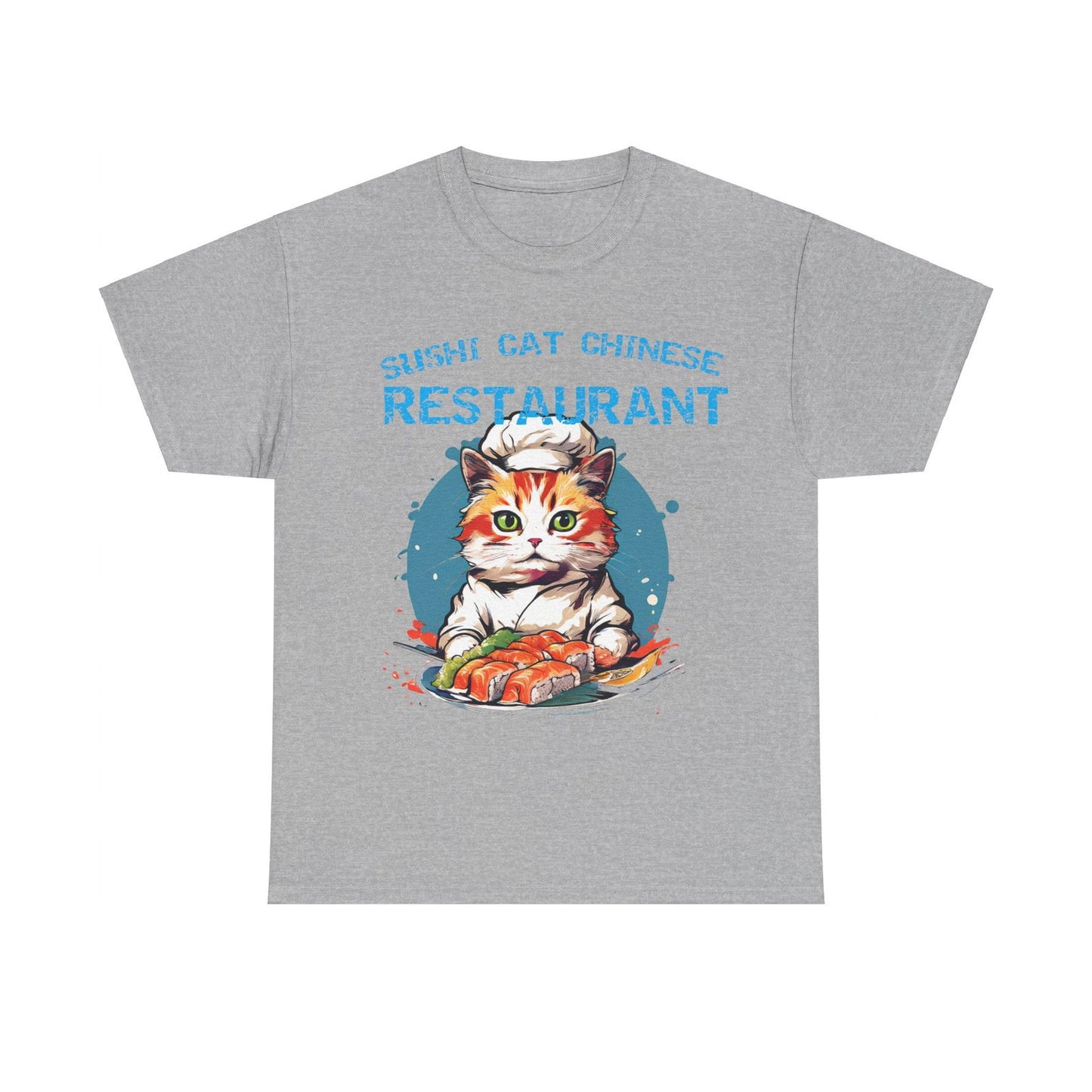 Sushi Cat Chinese Unisex Heavy Cotton Tee - S-Mart Shop Smart Treasures
