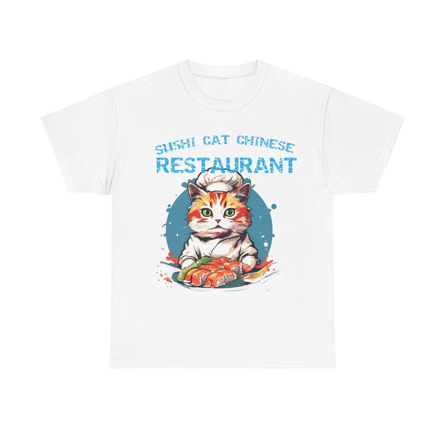Sushi Cat Chinese Unisex Heavy Cotton Tee - S-Mart Shop Smart Treasures