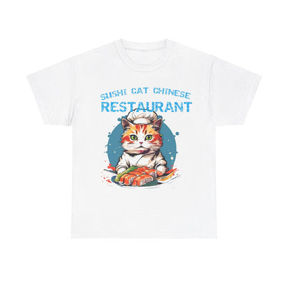 Sushi Cat Chinese Unisex Heavy Cotton Tee - S-Mart Shop Smart Treasures