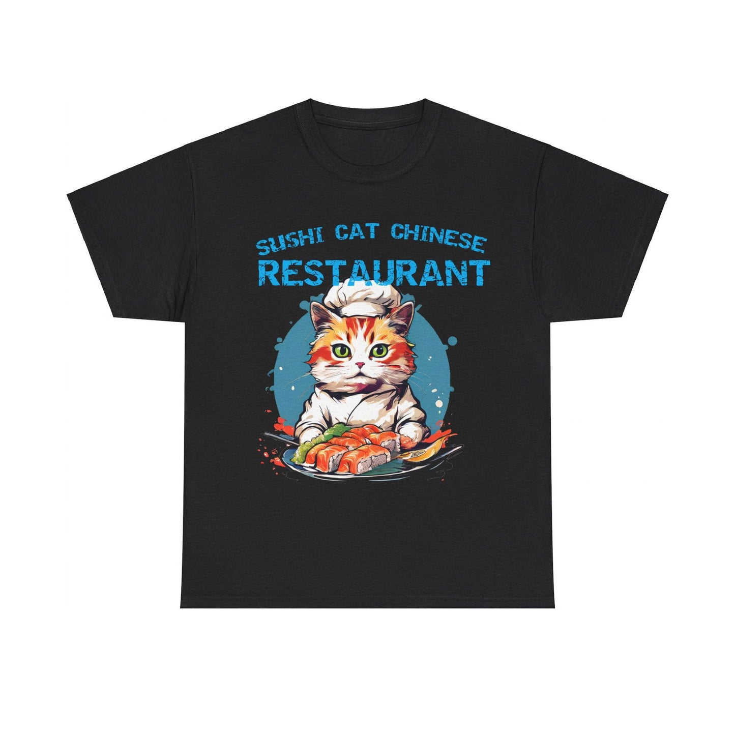 Sushi Cat Chinese Unisex Heavy Cotton Tee - S-Mart Shop Smart Treasures
