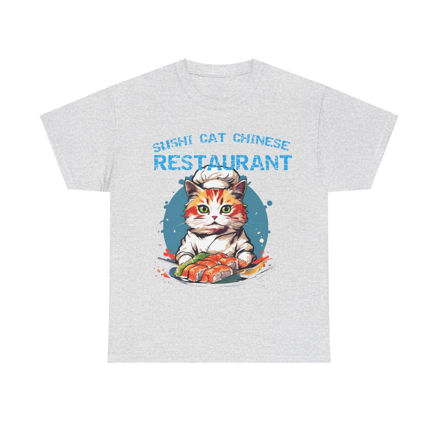 Sushi Cat Chinese Unisex Heavy Cotton Tee - S-Mart Shop Smart Treasures