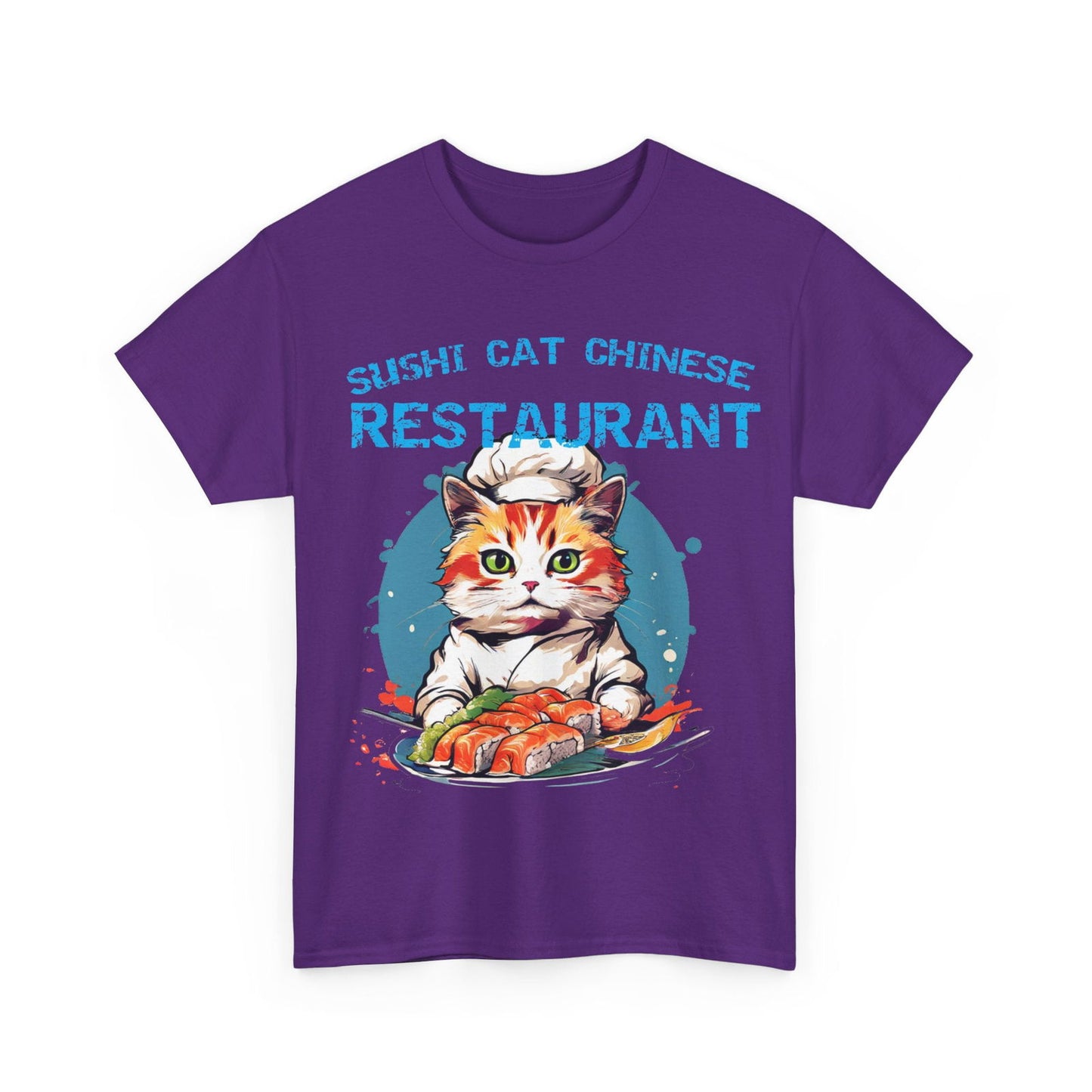 Sushi Cat Chinese Unisex Heavy Cotton Tee - S-Mart Shop Smart Treasures