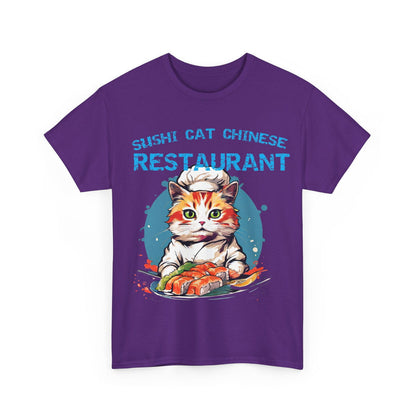 Sushi Cat Chinese Unisex Heavy Cotton Tee - S-Mart Shop Smart Treasures