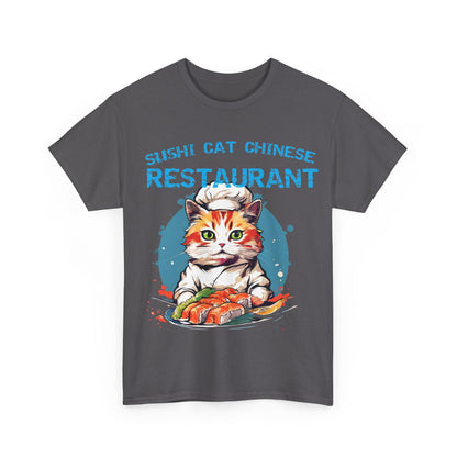 Sushi Cat Chinese Unisex Heavy Cotton Tee - S-Mart Shop Smart Treasures
