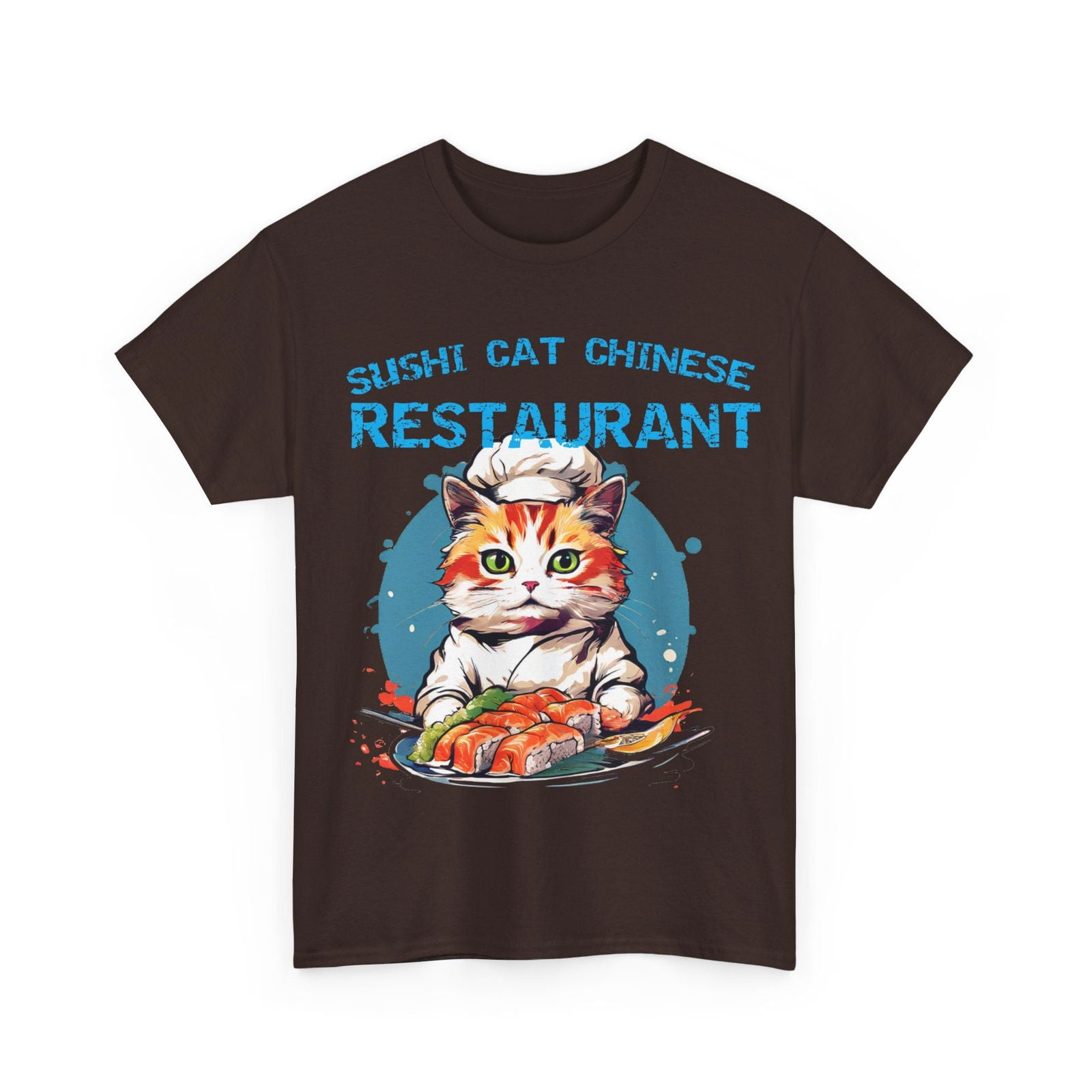Sushi Cat Chinese Unisex Heavy Cotton Tee - S-Mart Shop Smart Treasures