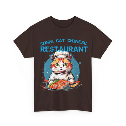 Sushi Cat Chinese Unisex Heavy Cotton Tee - S-Mart Shop Smart Treasures