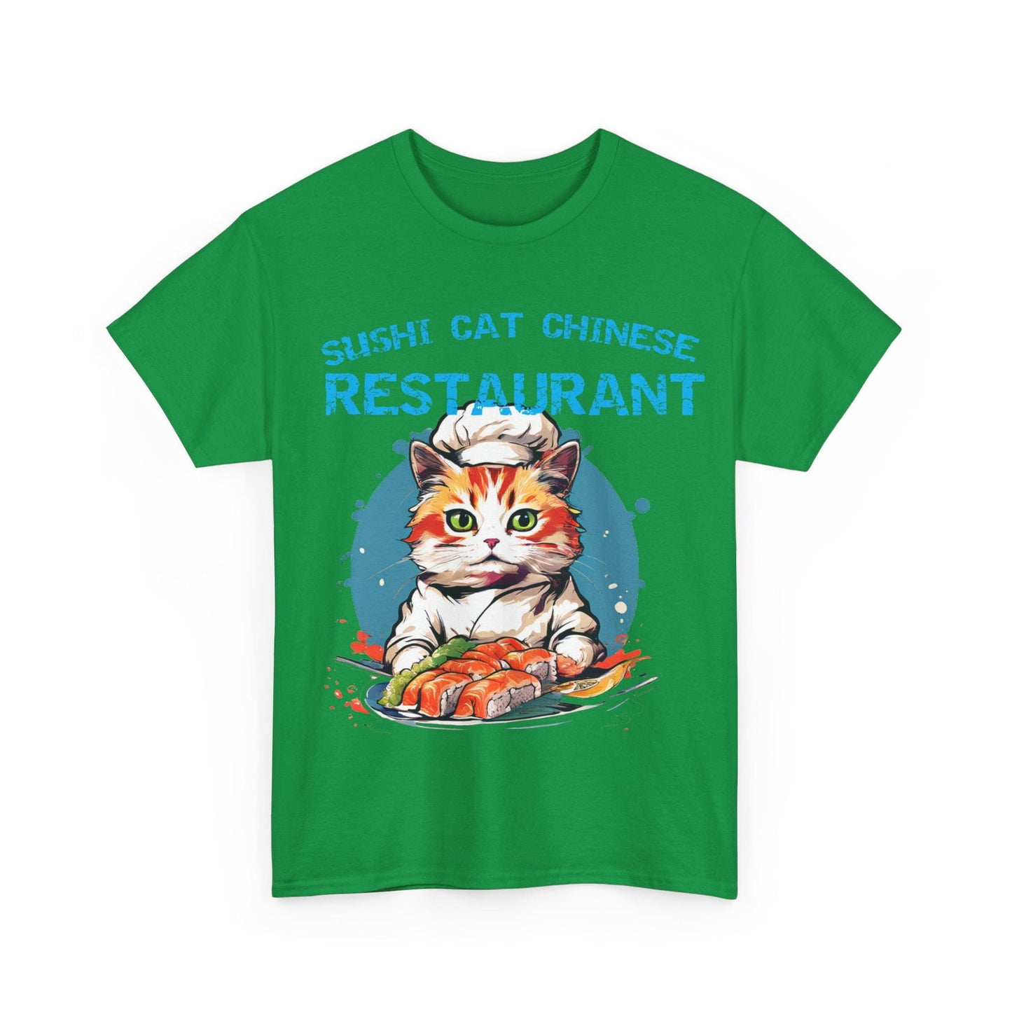 Sushi Cat Chinese Unisex Heavy Cotton Tee - S-Mart Shop Smart Treasures