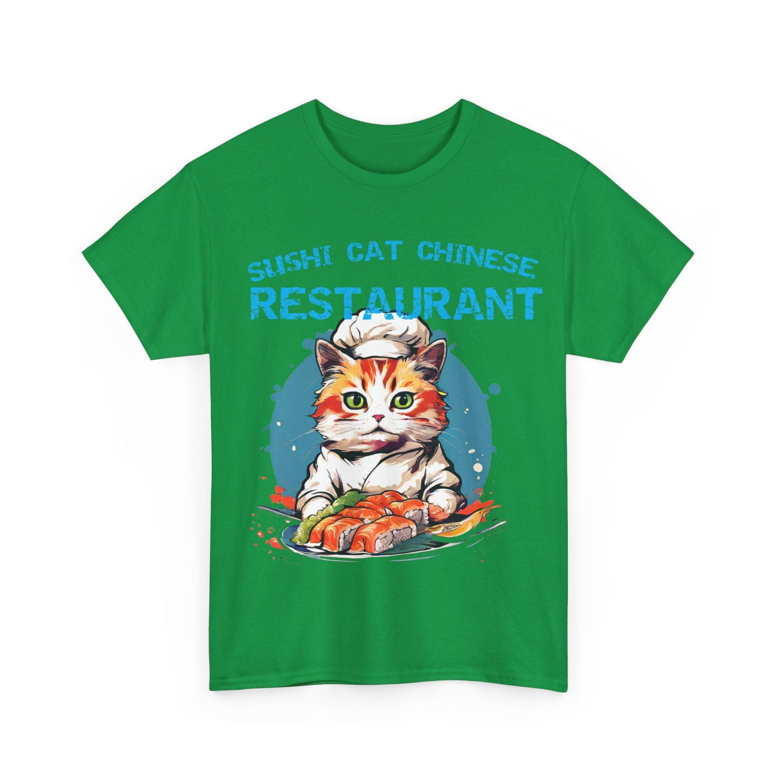Sushi Cat Chinese Unisex Heavy Cotton Tee - S-Mart Shop Smart Treasures