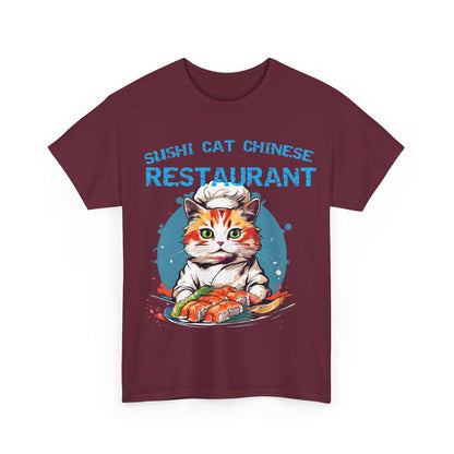 Sushi Cat Chinese Unisex Heavy Cotton Tee - S-Mart Shop Smart Treasures
