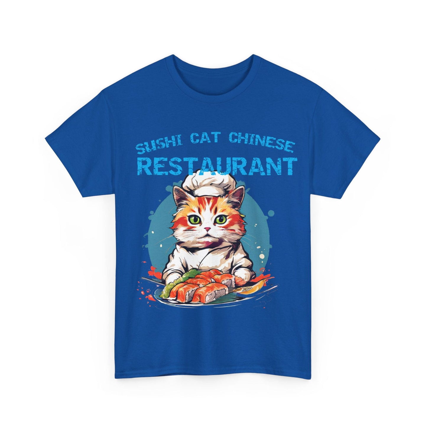 Sushi Cat Chinese Unisex Heavy Cotton Tee - S-Mart Shop Smart Treasures