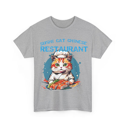 Sushi Cat Chinese Unisex Heavy Cotton Tee - S-Mart Shop Smart Treasures