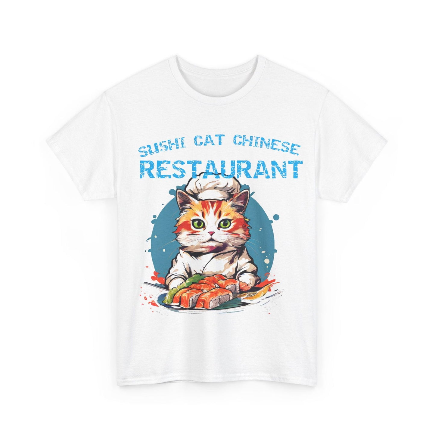 Sushi Cat Chinese Unisex Heavy Cotton Tee - S-Mart Shop Smart Treasures