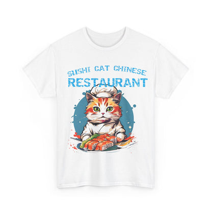 Sushi Cat Chinese Unisex Heavy Cotton Tee - S-Mart Shop Smart Treasures