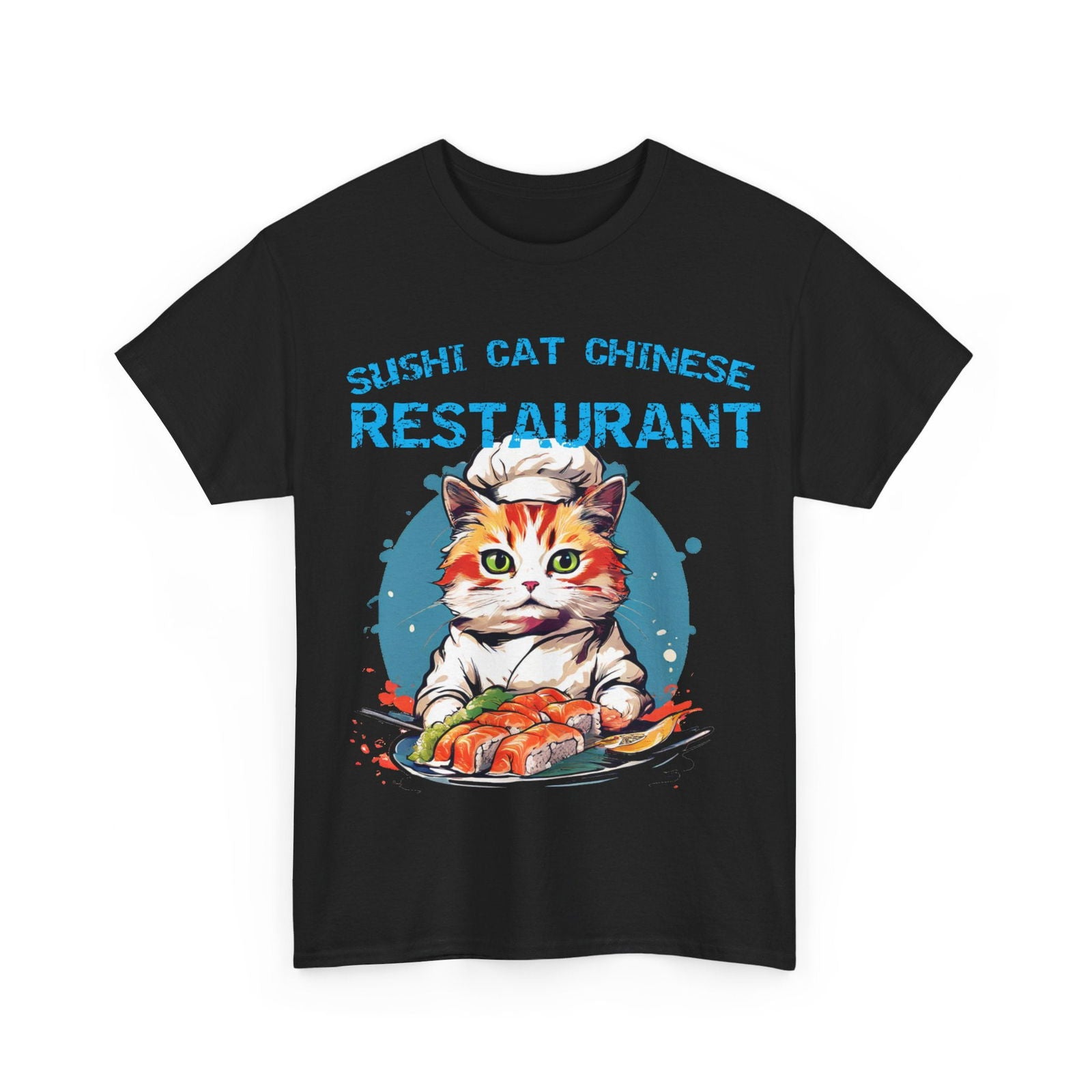Sushi Cat Chinese Unisex Heavy Cotton Tee - S-Mart Shop Smart Treasures