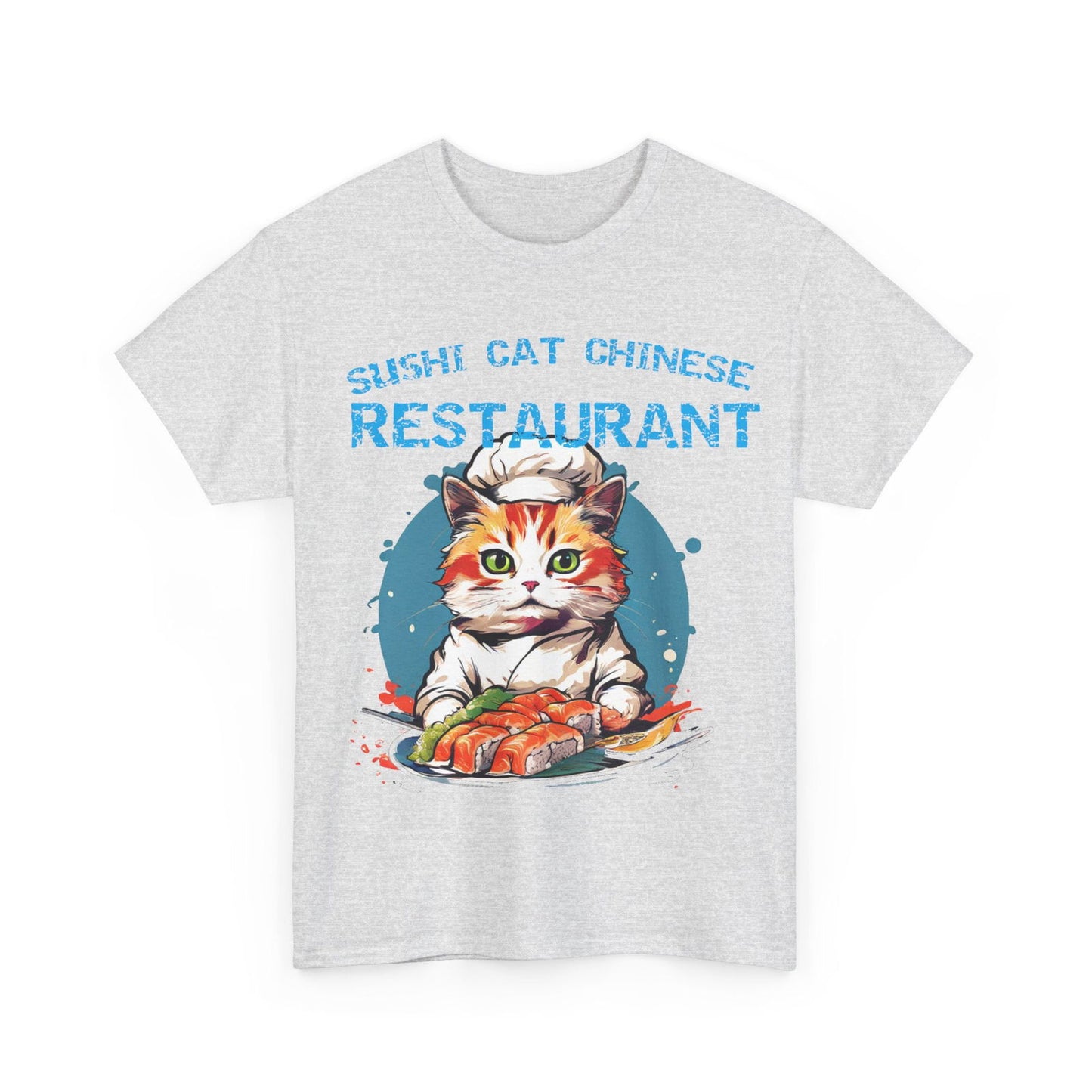 Sushi Cat Chinese Unisex Heavy Cotton Tee - S-Mart Shop Smart Treasures
