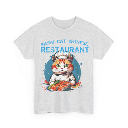 Sushi Cat Chinese Unisex Heavy Cotton Tee - S-Mart Shop Smart Treasures