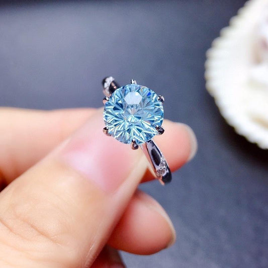 Natural Fireworks Cutter Sky Blue Topaz Ring