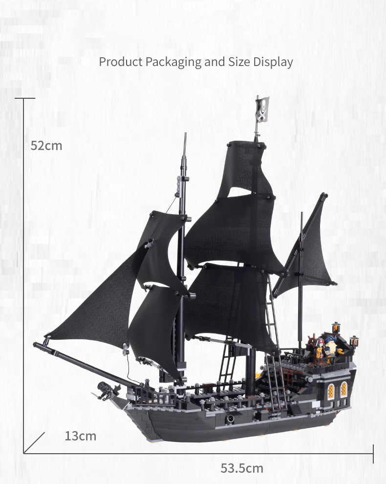 Black Pearl Model Queen Anne Caribbean Pirate Ship Sailing Puzzle Assembling Building Blocks Toy Boy