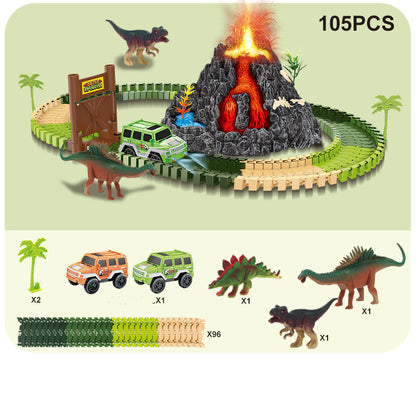 Dinosaur Track Assembly Toy Simulation Dinosaur Volcano