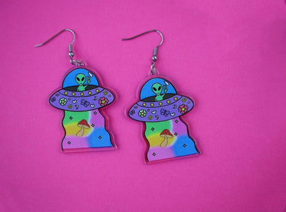 Acrylic Alien Earrings Spaceman Printed Earrings