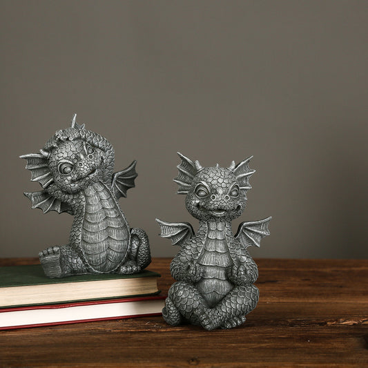 Reading Dragon Creative Garden Statue Resin Craft Ornament