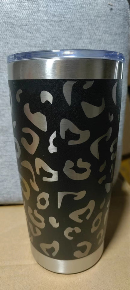 Laser Leopard Print Stainless Steel Insulated Mug