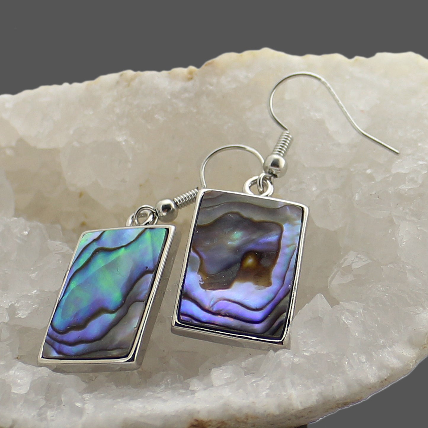 Natural Abalone Colorful Shell Rectangular Edging Ethnic Style Jewelry Earrings