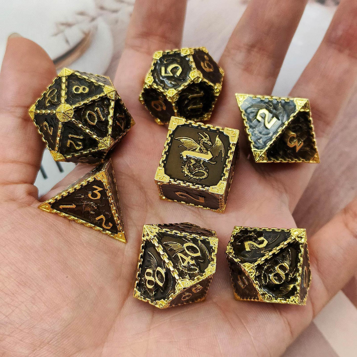 Metal Solid Dragon And Dungeon Polyhedral Dice