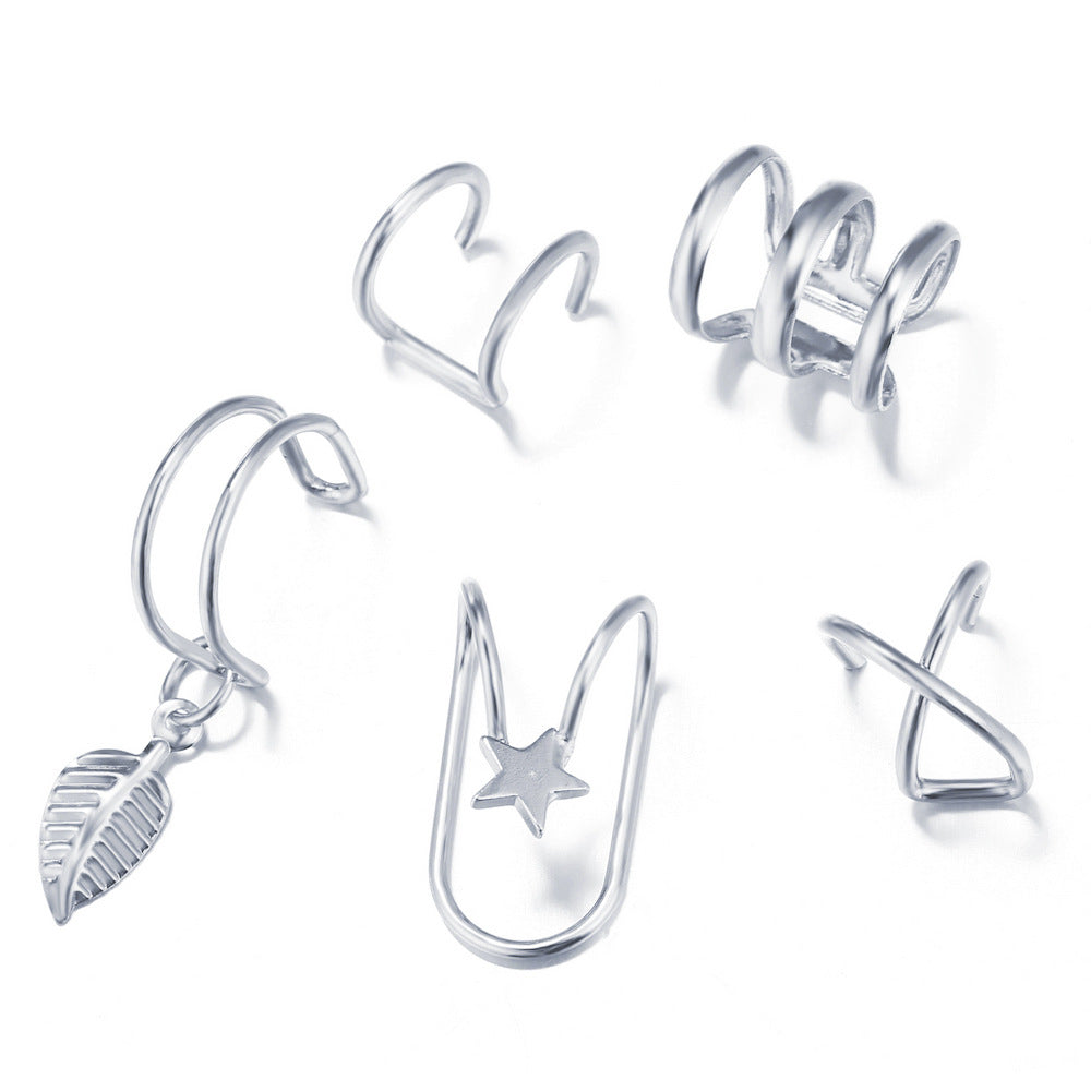 Creative Simple Non-pierced Ear Clip Five-piece Set