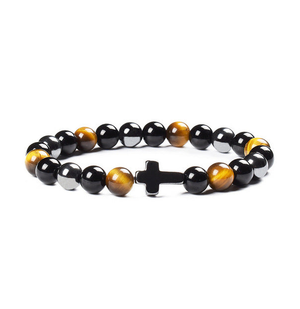 Colorful Tigereye Cross Agate Bracelet