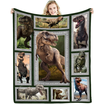 Christmas Digital Print Dinosaur Flannel Blanket