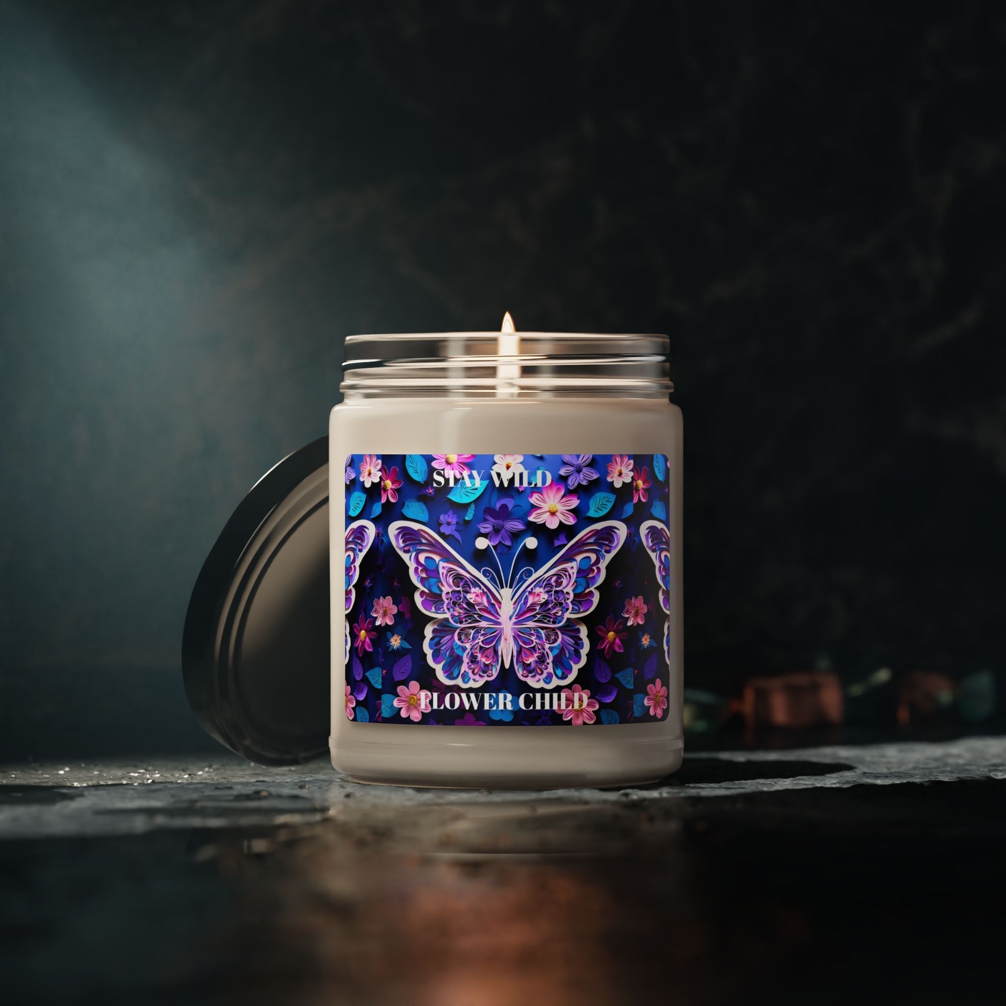 Butterfly Flower Child Scented Soy Candle - Stay Wild, 9oz - S-Mart Shop Smart Treasures